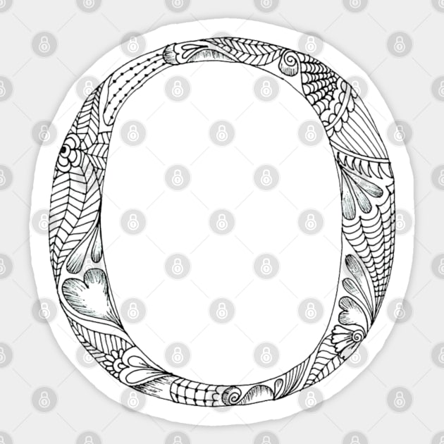 Henna Alphabet O / Henna Letter O - Black Henna Line Art Sticker by Tilila